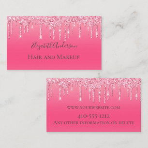 Pink Dripping Glitter Girly Trendy Chic Modern Business Card