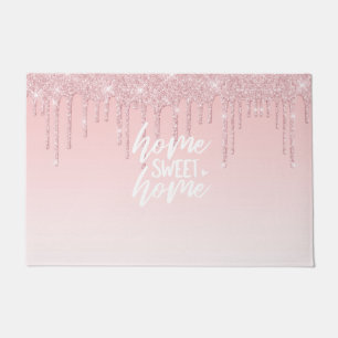Pink Dripping Glitter Home Sweet Home Doormat
