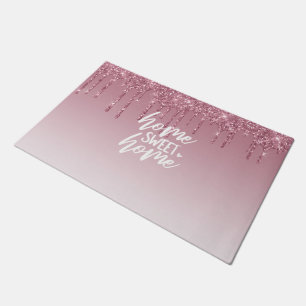 Pink Dripping Glitter Home Sweet Home Doormat