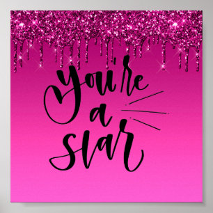 Pink Dripping Glitter Inspirational Poster