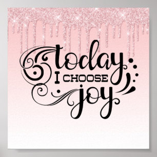 Pink Dripping Glitter Inspirational Quote Poster