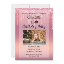 Pink Dripping Glitter Invitation