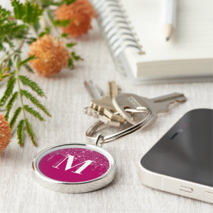 Pink Dripping Glitter Key Ring