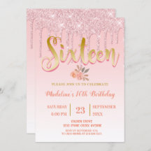 Pink Dripping Glitter | Sweet 16
