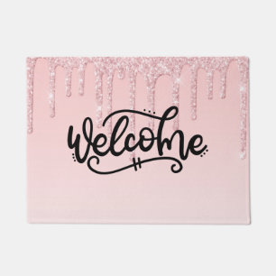 Pink Dripping Glitter Welcome Doormat