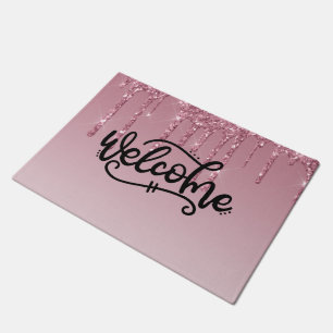 Pink Dripping Glitter Welcome Doormat