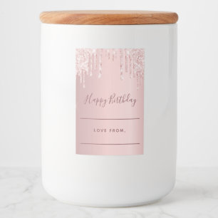 Pink drips homemade birthday gift food label