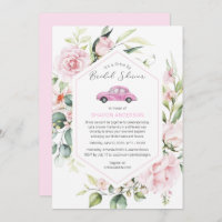 Pink Drive By Baby Shower Floral Drive Through Inv
