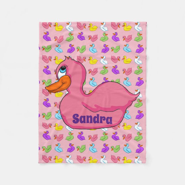 Pink Duck Fleece Blanket (Front)
