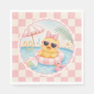 Pink Duck Pool Party Napkins, Splish Splash Summer Napkin
