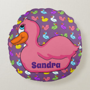 Pink Duck Round Pillow