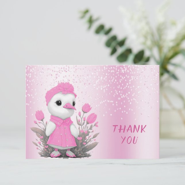 Pink Duck Thank You Card (Standing Front)