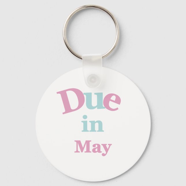 Pink Due in May Key Ring (Front)