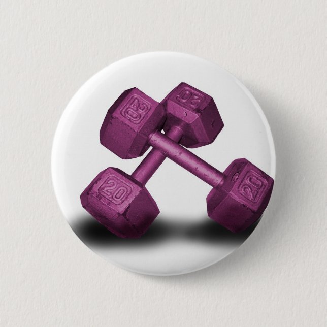 Pink Dumbbells Merchandise 6 Cm Round Badge (Front)