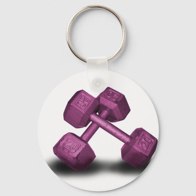 Pink Dumbbells Merchandise Key Ring (Front)