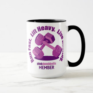Pink Dumbbells Slogan Mug