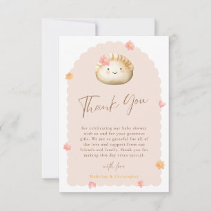 Pink Dumpling Baby Girl Shower Thank You Card
