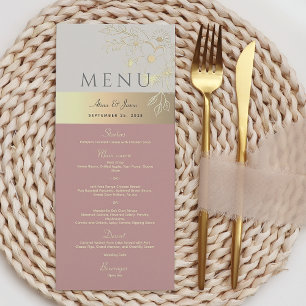 Pink Dusty Rose Boho Floral Wedding Menu