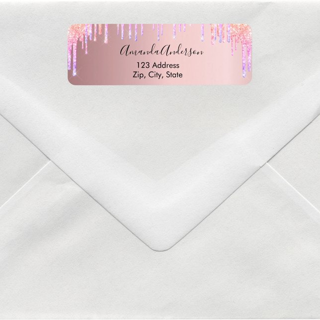 Pink dusty rose drips return address label (Creator Uploaded)