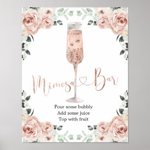 Pink Dusty Rose Petals and Prosecco Mimosa Bar Poster