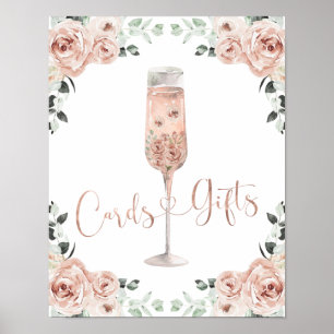 Pink Dusty Rose Petals Prosecco Cards and GIfts Poster