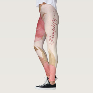 Pink Dusty Rose Print Leggings