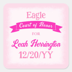 Pink Eagle Scout Party Favor Sticker
