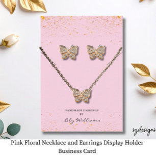 Pink Earring and Necklace Display Holder Business Card