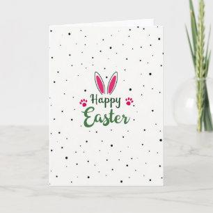 Pink Ears Polka Dot Easter Card