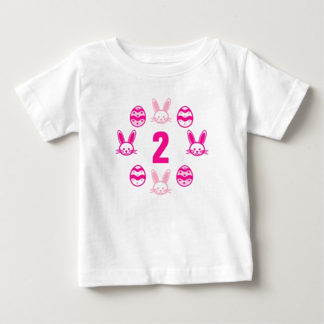 Pink Easter 2nd Birthday Baby T-Shirt (Front)