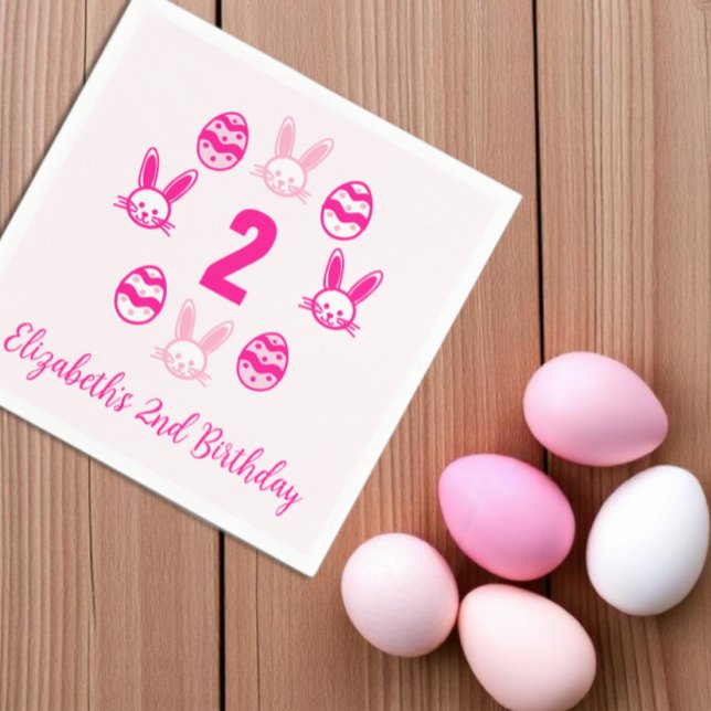 Pink Easter 2nd Birthday Napkin (Creator Uploaded)