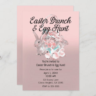 Pink Easter Brunch & Egg Hunt Spring Party Invitation