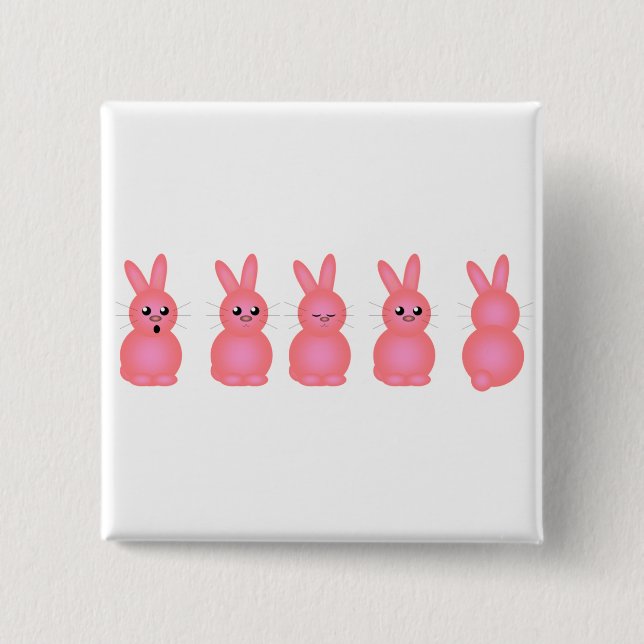 Pink Easter Bunnies 15 Cm Square Badge (Front)