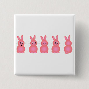 Pink Easter Bunnies 15 Cm Square Badge