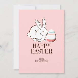 Pink Easter Bunny and Egg Happy Easter Card