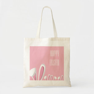 Pink Easter Bunny Ears, Happy Easter Tote Bag