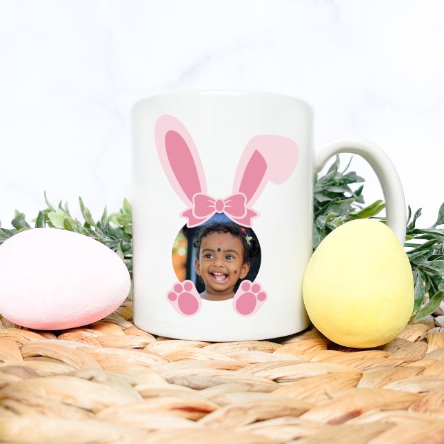 Pink Easter Bunny Personalised Custom Photo Coffee Mug (Creator Uploaded)