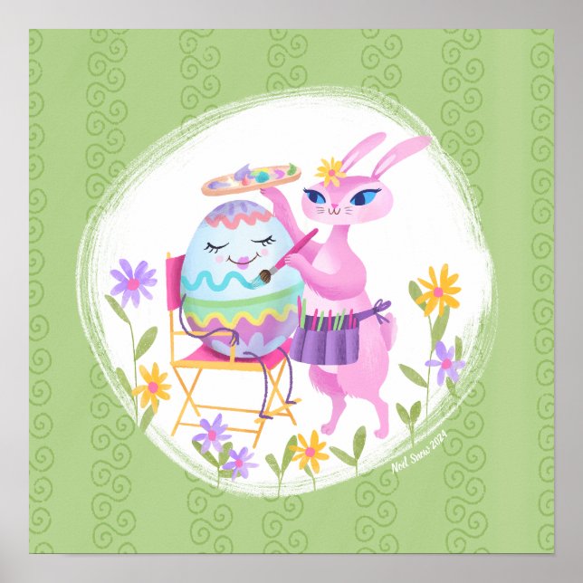 Pink Easter Bunny Rabbit and Egg | Poster (Front)
