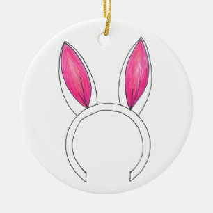 Pink Easter Bunny Rabbit Ears Ornament