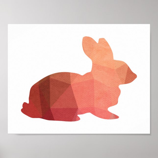 Pink Easter Bunny Silhouette Poster (Front)