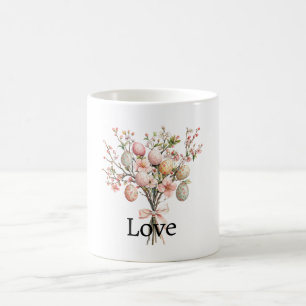 Pink Easter Eggs Flowers Bouquet Coffee Mug