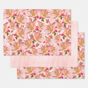 Pink Easter Lily Random Pattern Floral Photohraphy Wrapping Paper Sheet
