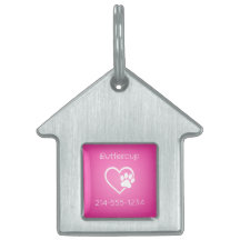 Pink Eat Play Love Custom Dog Name ID Tag