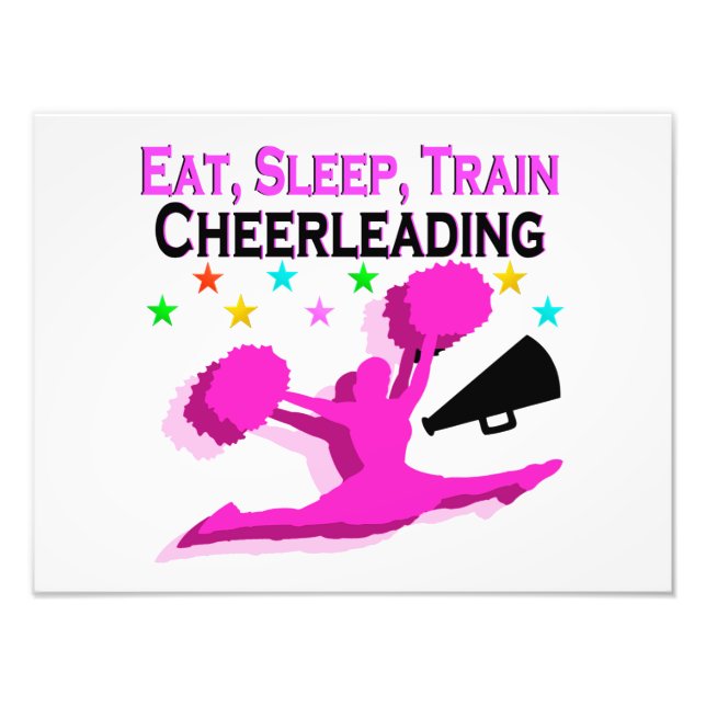 PINK EAT SLEEP TRAIN CHEERLEADING PHOTO PRINT (Front)