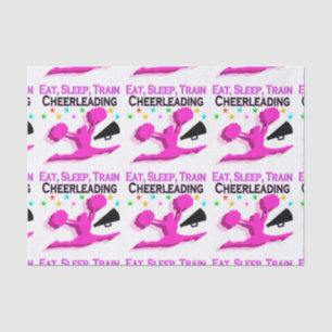 PINK EAT SLEEP TRAIN CHEERLEADING TISSUE PAPER