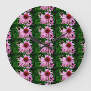 pink echinacea clock