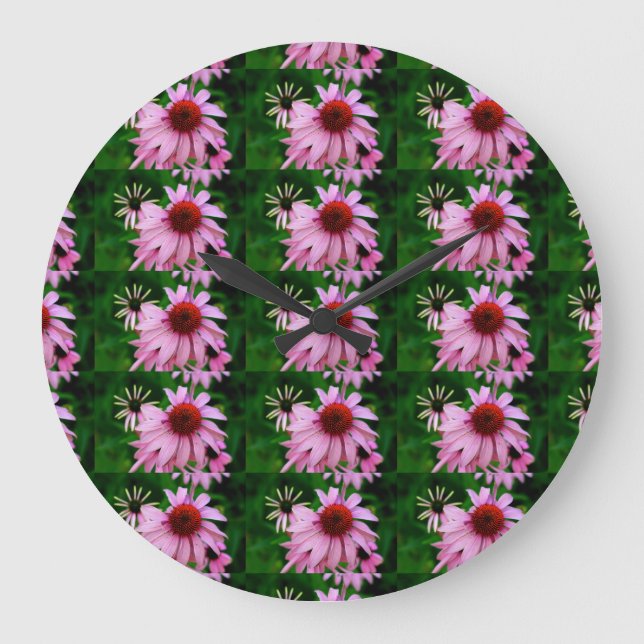 pink echinacea clock (Front)