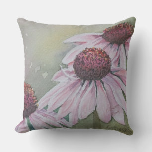 PINK ECHINACEA DAISY FLOWERS PATIO CUSHION