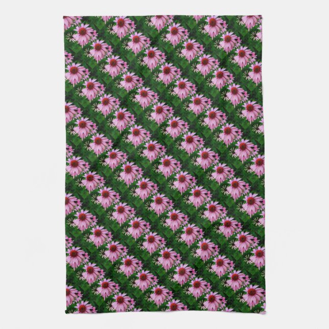 pink echinacea on green towel (Vertical)