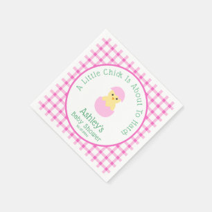Pink Egg Little Chick To Hatch Girl Baby Shower Napkin